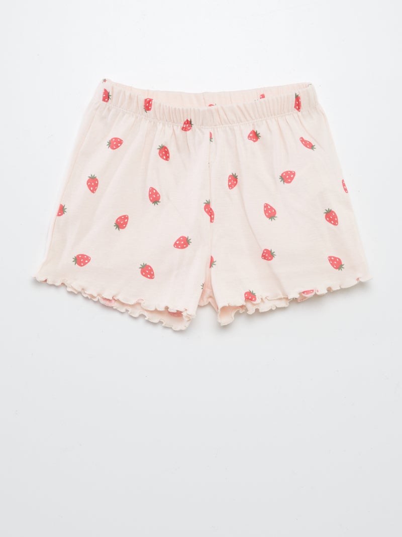 Completo pigiama t-shirt + shorts con stampa e bordi ondulati - 2 pezzi ROSA - Kiabi