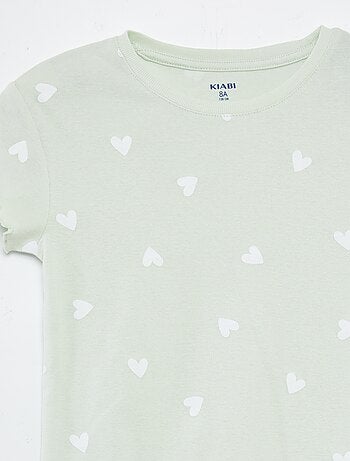 Completo pigiama t-shirt + shorts con stampa e bordi ondulati - 2 pezzi