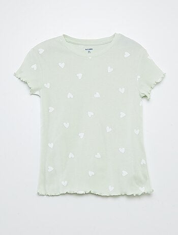 Completo pigiama t-shirt + shorts con stampa e bordi ondulati - 2 pezzi