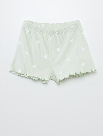 Completo pigiama t-shirt + shorts con stampa e bordi ondulati - 2 pezzi