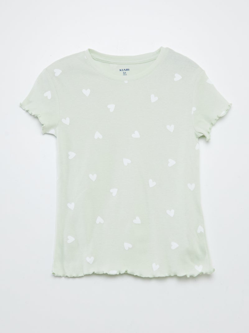 Completo pigiama t-shirt + shorts con stampa e bordi ondulati - 2 pezzi VERDE - Kiabi