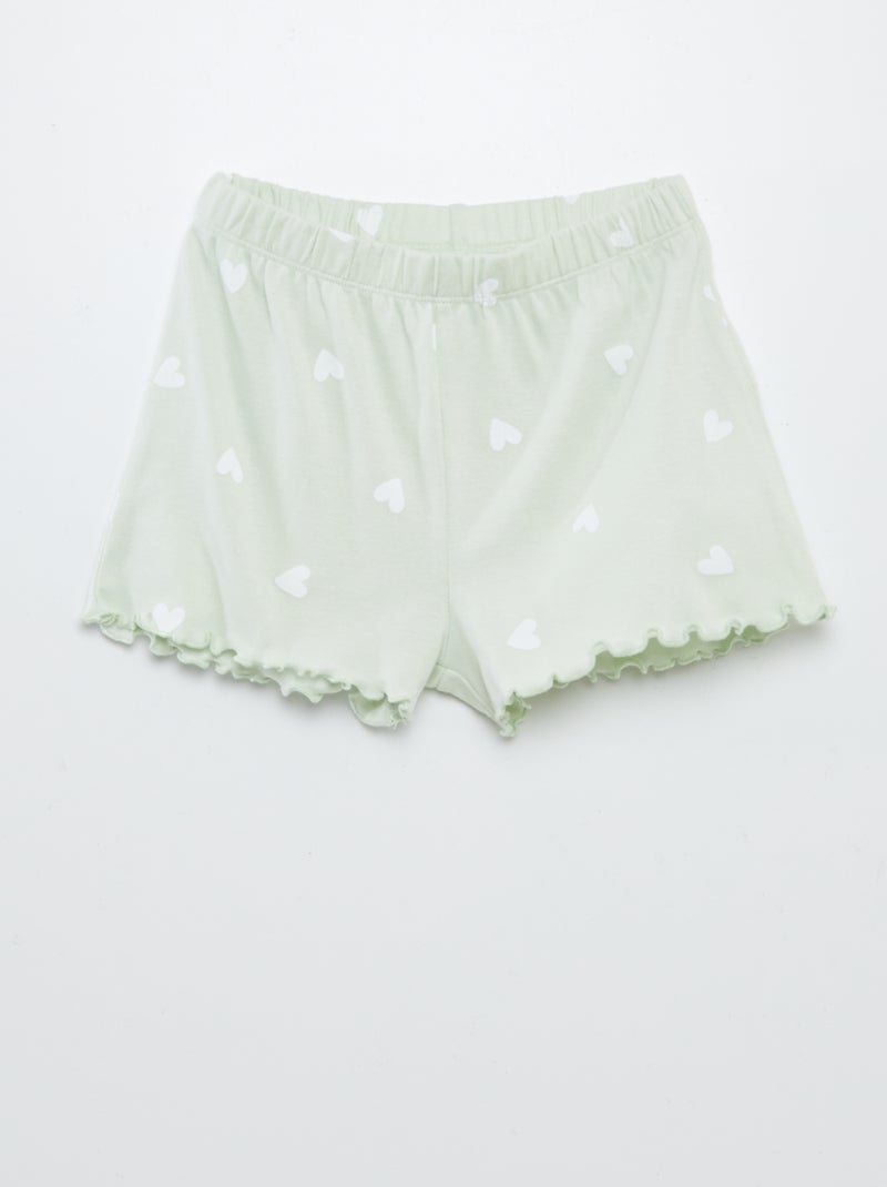 Completo pigiama t-shirt + shorts con stampa e bordi ondulati - 2 pezzi VERDE - Kiabi