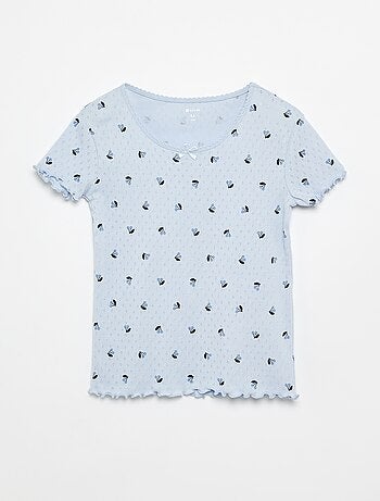 Completo pigiama t-shirt + shorts in maglia pointelle - 2 pezzi