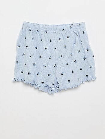 Completo pigiama t-shirt + shorts in maglia pointelle - 2 pezzi
