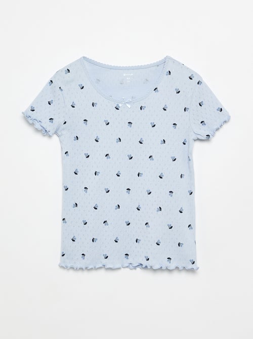 Completo pigiama t-shirt + shorts in maglia pointelle - 2 pezzi - Kiabi
