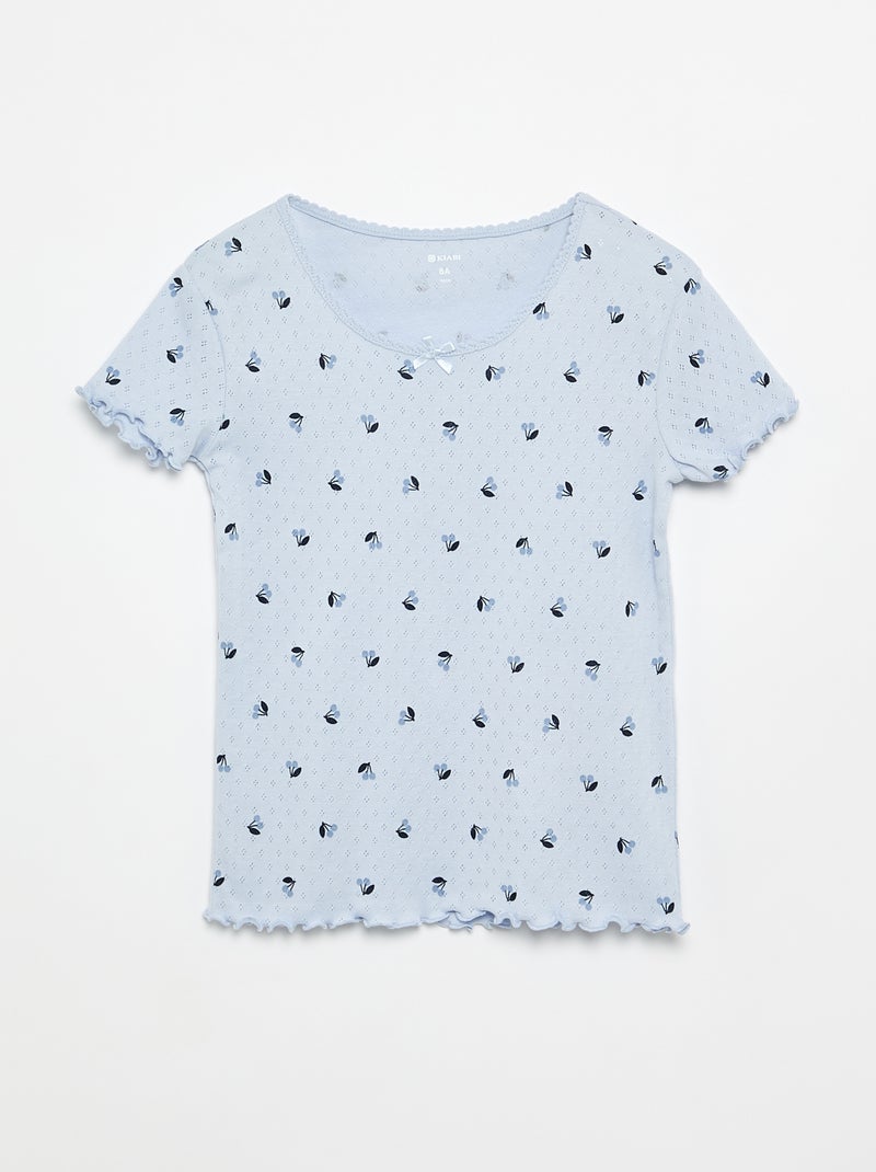 Completo pigiama t-shirt + shorts in maglia pointelle - 2 pezzi Blu - Kiabi