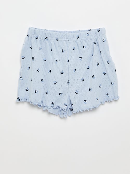 Completo pigiama t-shirt + shorts in maglia pointelle - 2 pezzi - Kiabi
