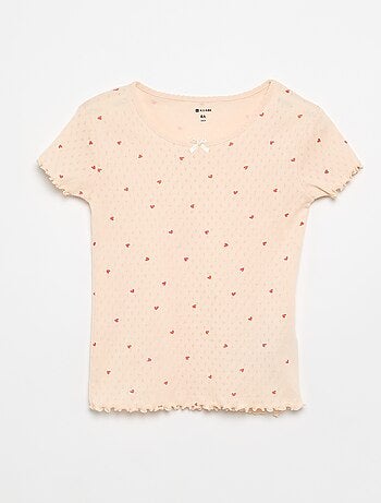 Completo pigiama t-shirt + shorts in maglia pointelle - 2 pezzi