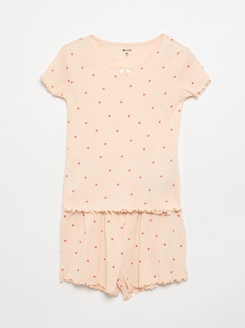 Completo pigiama t-shirt + shorts in maglia pointelle - 2 pezzi - Kiabi