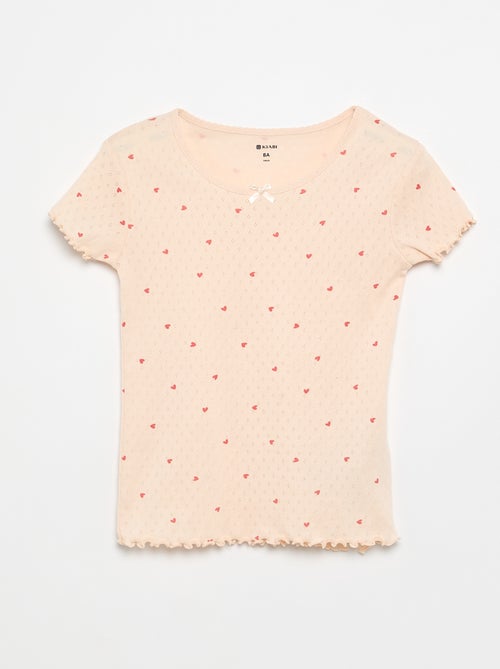 Completo pigiama t-shirt + shorts in maglia pointelle - 2 pezzi - Kiabi