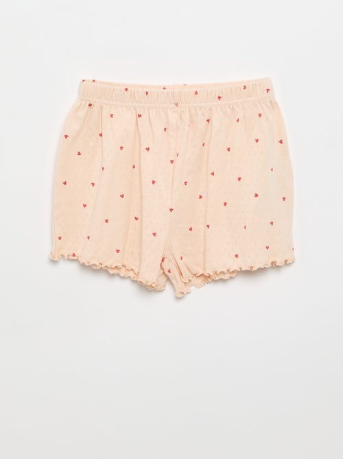 Completo pigiama t-shirt + shorts in maglia pointelle - 2 pezzi - Kiabi
