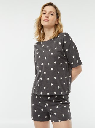 Completo pigiama t-shirt + shorts stampati