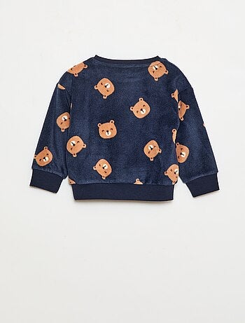 Completo pigiama top + pantaloni in pile