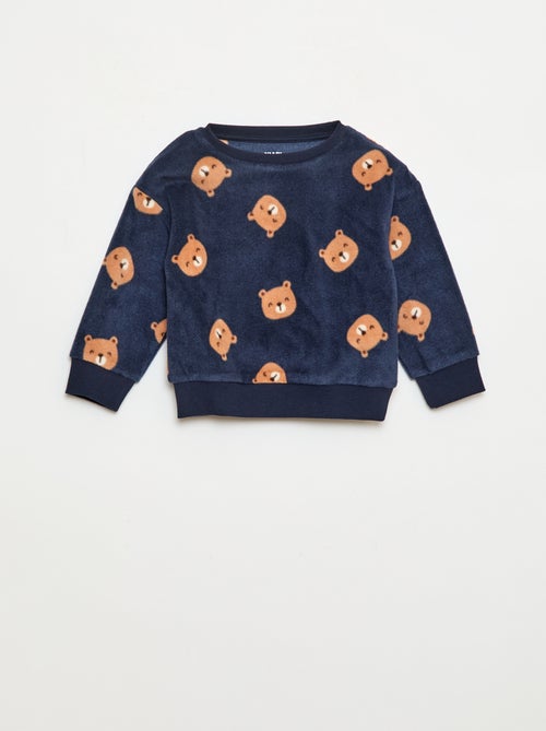 Completo pigiama top + pantaloni in pile - Kiabi