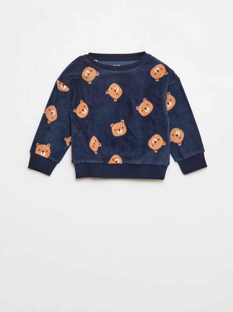 Completo pigiama top + pantaloni in pile Blu - Kiabi