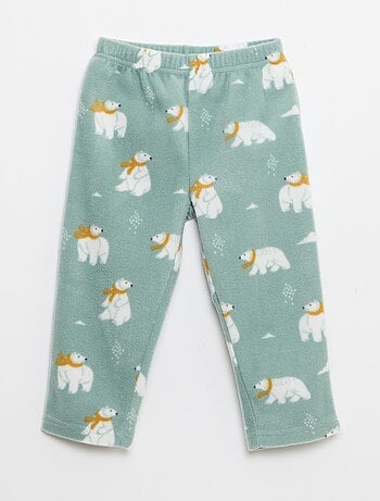 Completo pigiama top + pantaloni in pile