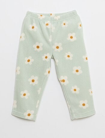 Completo pigiama top + pantaloni in pile