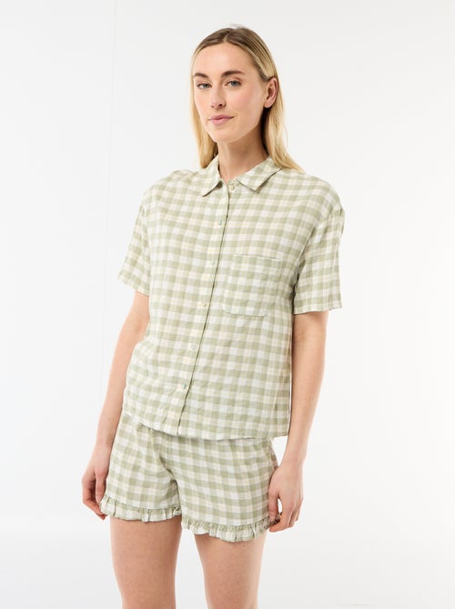 Completo pigiama top + shorts a quadri - Kiabi