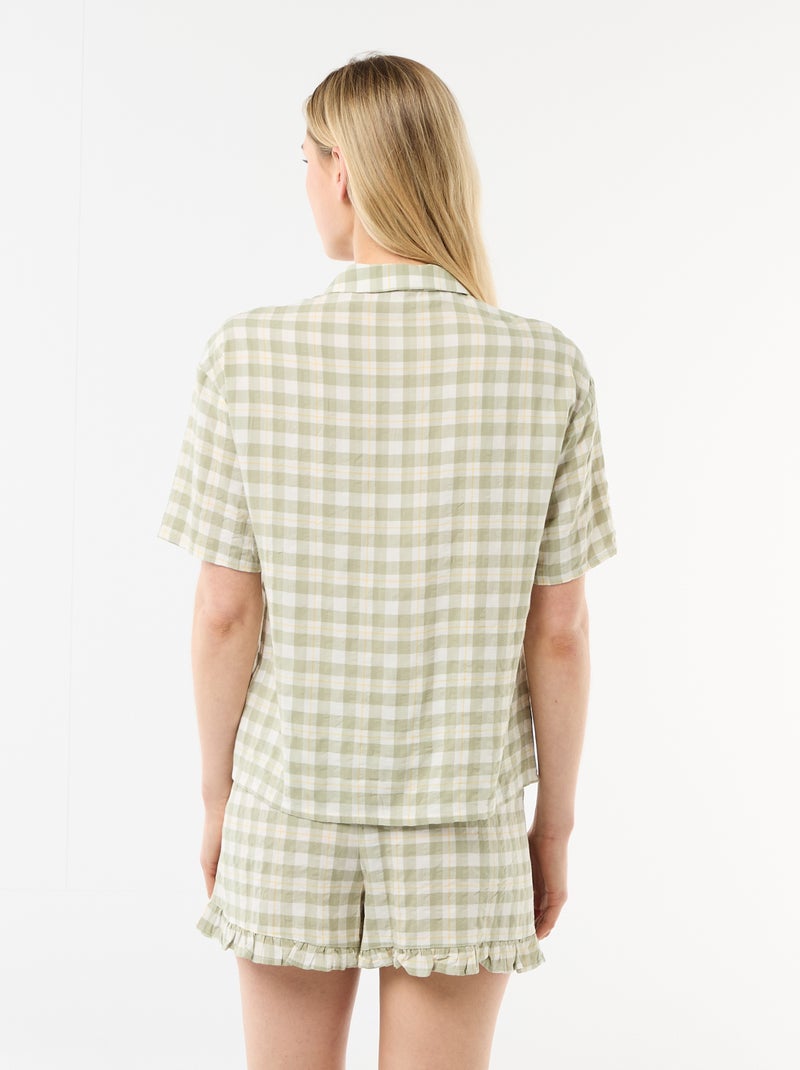 Completo pigiama top + shorts a quadri Verde - Kiabi