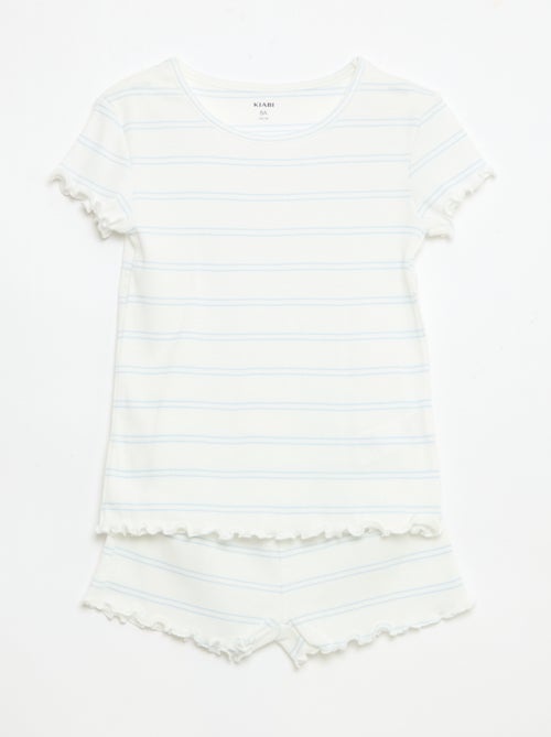 Completo pigiama top + shorts in costina di cotone - Kiabi