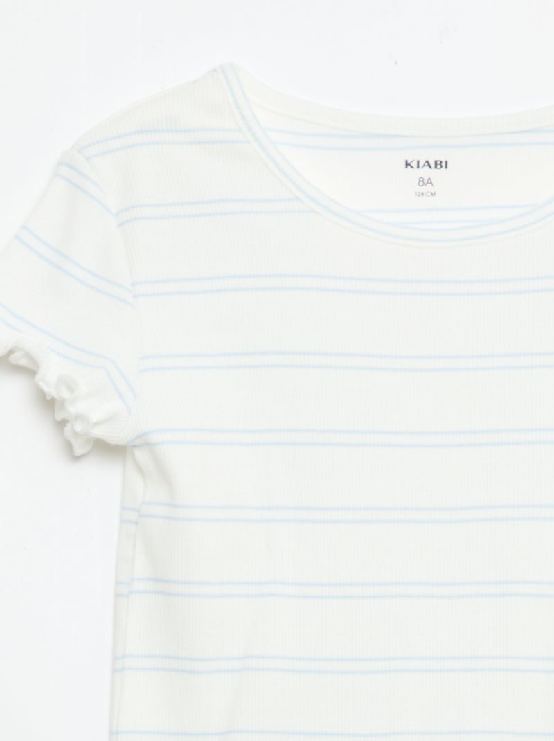 Completo pigiama top + shorts in costina di cotone Bianco - Kiabi