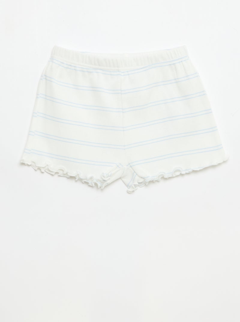 Completo pigiama top + shorts in costina di cotone Bianco - Kiabi