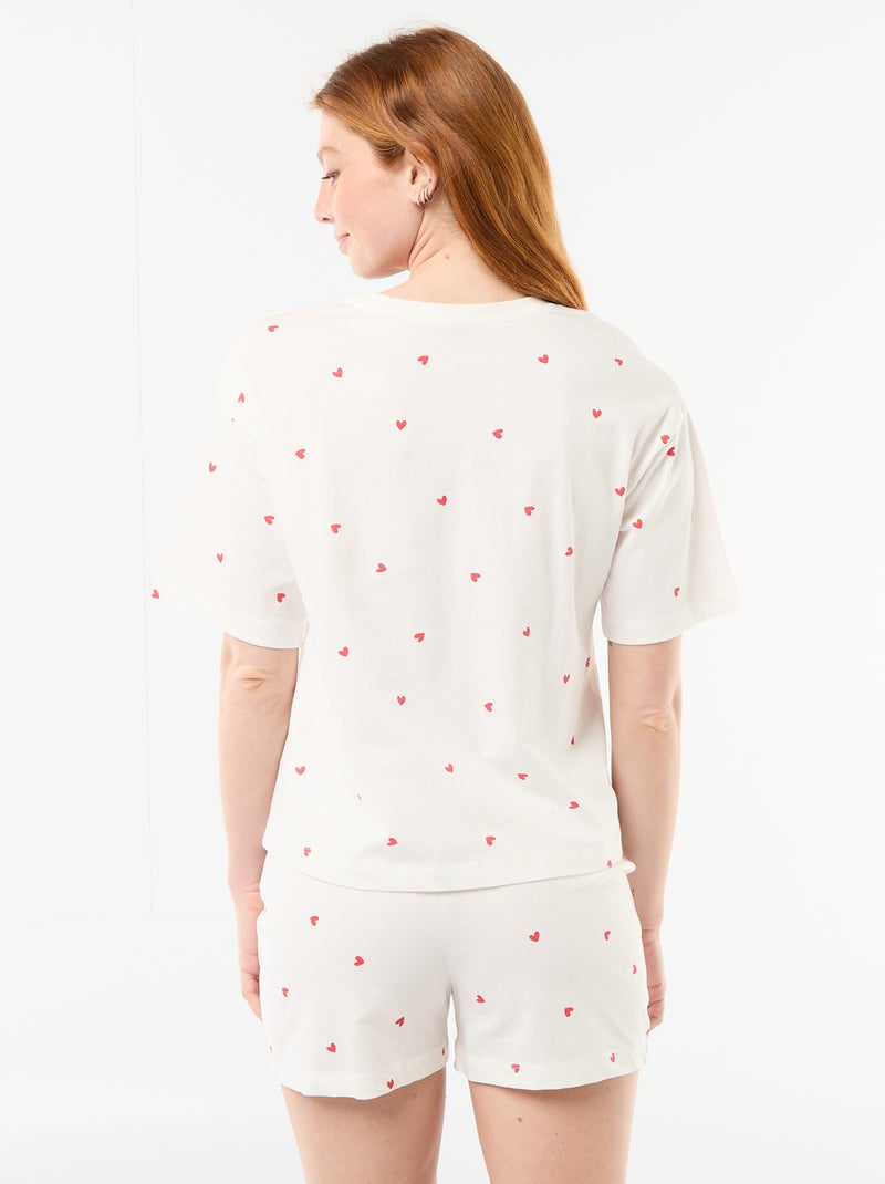Completo pigiama top + shorts in jersey di cotone Bianco - Kiabi
