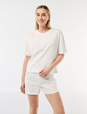 Completo pigiama top + shorts in jersey di cotone