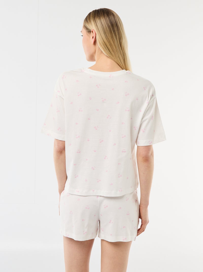 Completo pigiama top + shorts in jersey di cotone Bianco - Kiabi