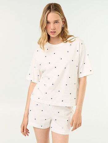 Completo pigiama top + shorts in jersey di cotone