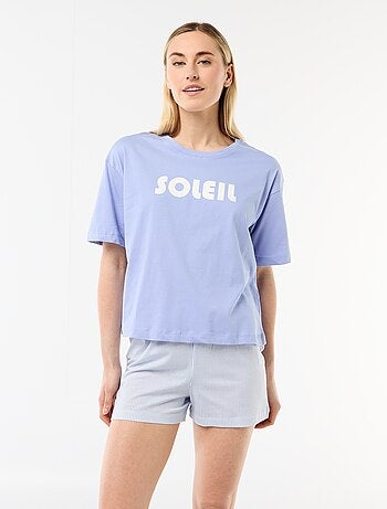 Completo pigiama top + shorts in jersey di cotone