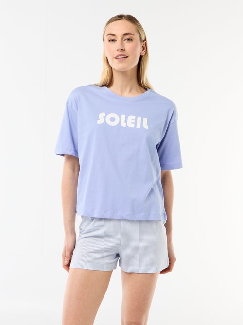 Completo pigiama top + shorts in jersey di cotone - Kiabi