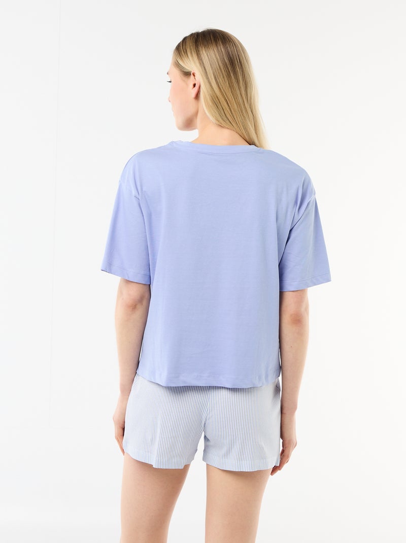 Completo pigiama top + shorts in jersey di cotone Blu - Kiabi
