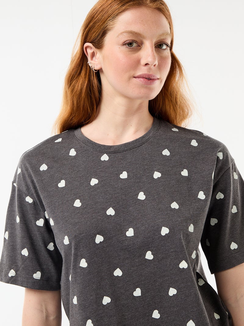 Completo pigiama top + shorts in jersey di cotone Grigio - Kiabi