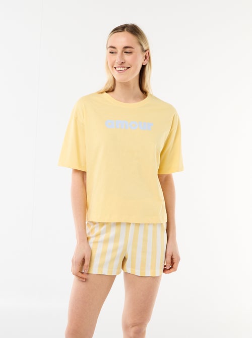 Completo pigiama top + shorts in jersey di cotone - Kiabi