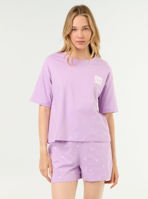 Completo pigiama top + shorts in jersey di cotone - Kiabi