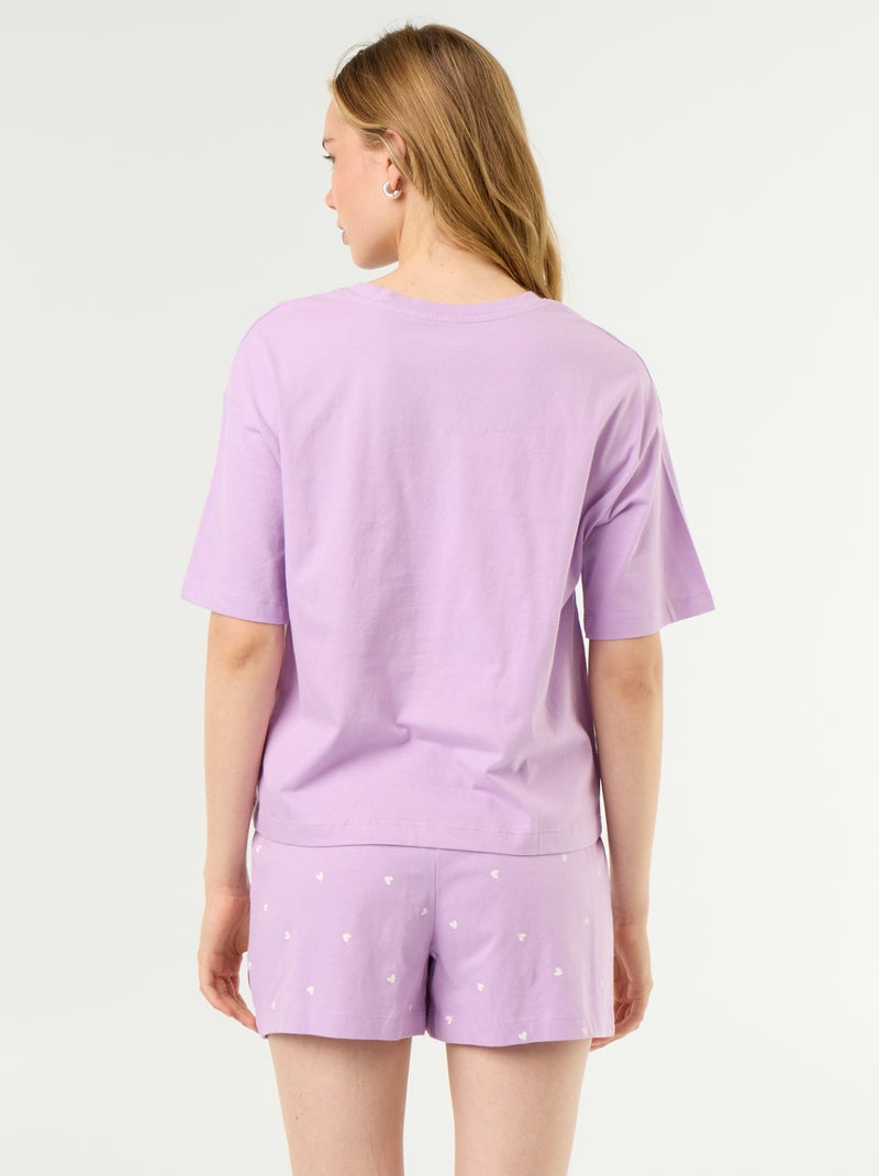 Completo pigiama top + shorts in jersey di cotone Lilla - Kiabi