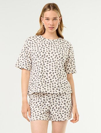 Completo pigiama top + shorts in jersey di cotone