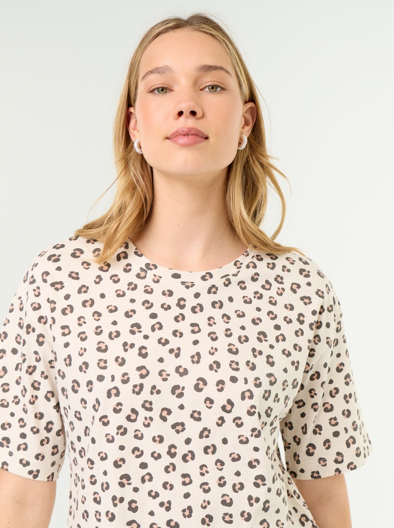 Completo pigiama top + shorts in jersey di cotone Marrone - Kiabi