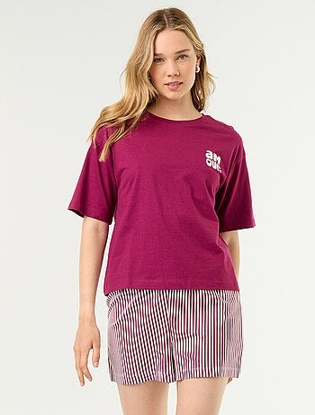 Completo pigiama top + shorts in jersey di cotone