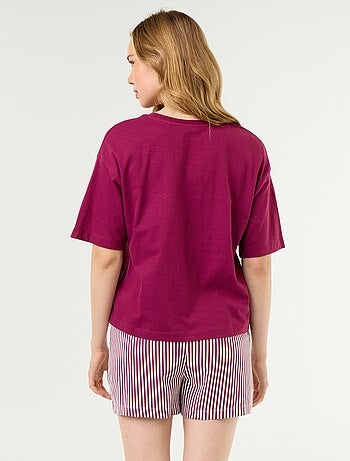 Completo pigiama top + shorts in jersey di cotone