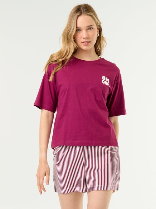 Completo pigiama top + shorts in jersey di cotone - Kiabi
