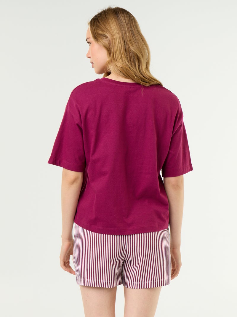 Completo pigiama top + shorts in jersey di cotone Rosso - Kiabi