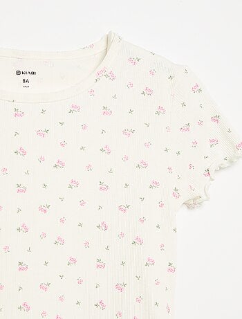 Completo pigiama maglia + pantaloncini in cotone a costine