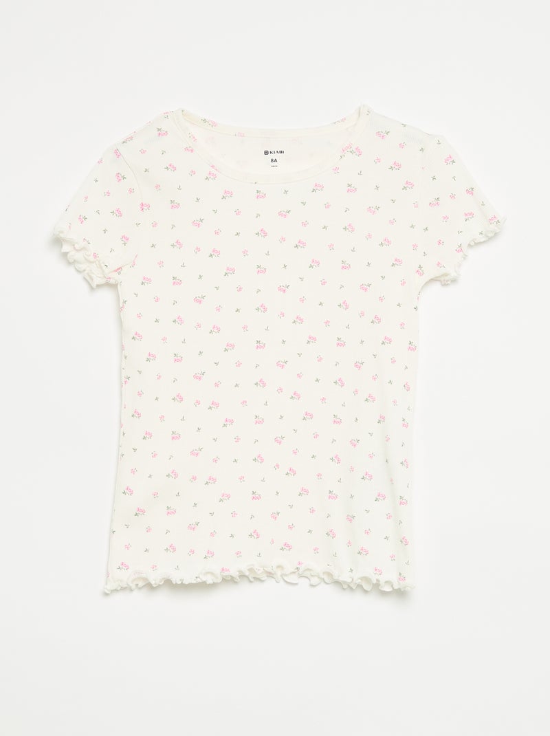 Completo pigiama top + shorts in maglia a costine di cotone Bianco - Kiabi