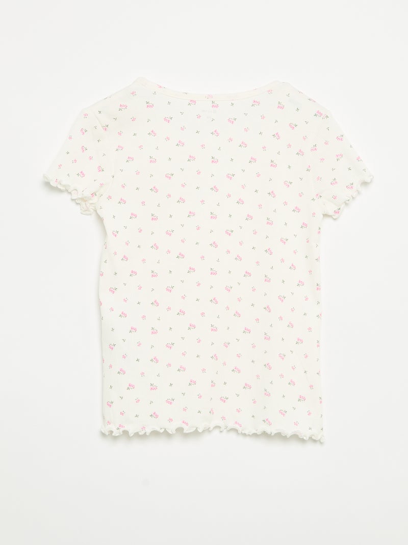 Completo pigiama top + shorts in maglia a costine di cotone Bianco - Kiabi