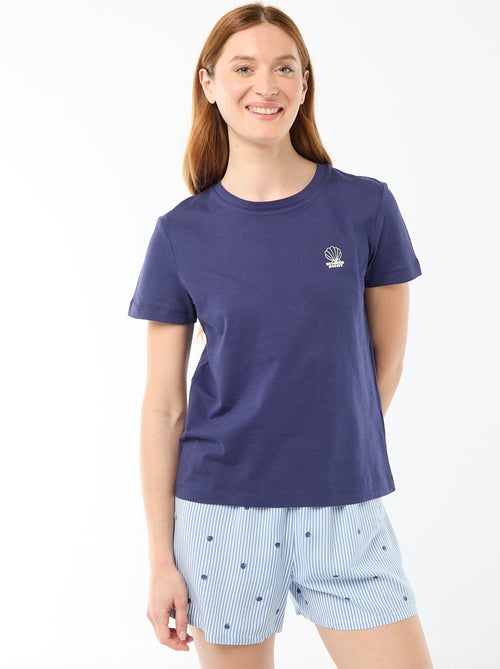 Completo pigiama top + shorts leggero a righe all-over - Kiabi