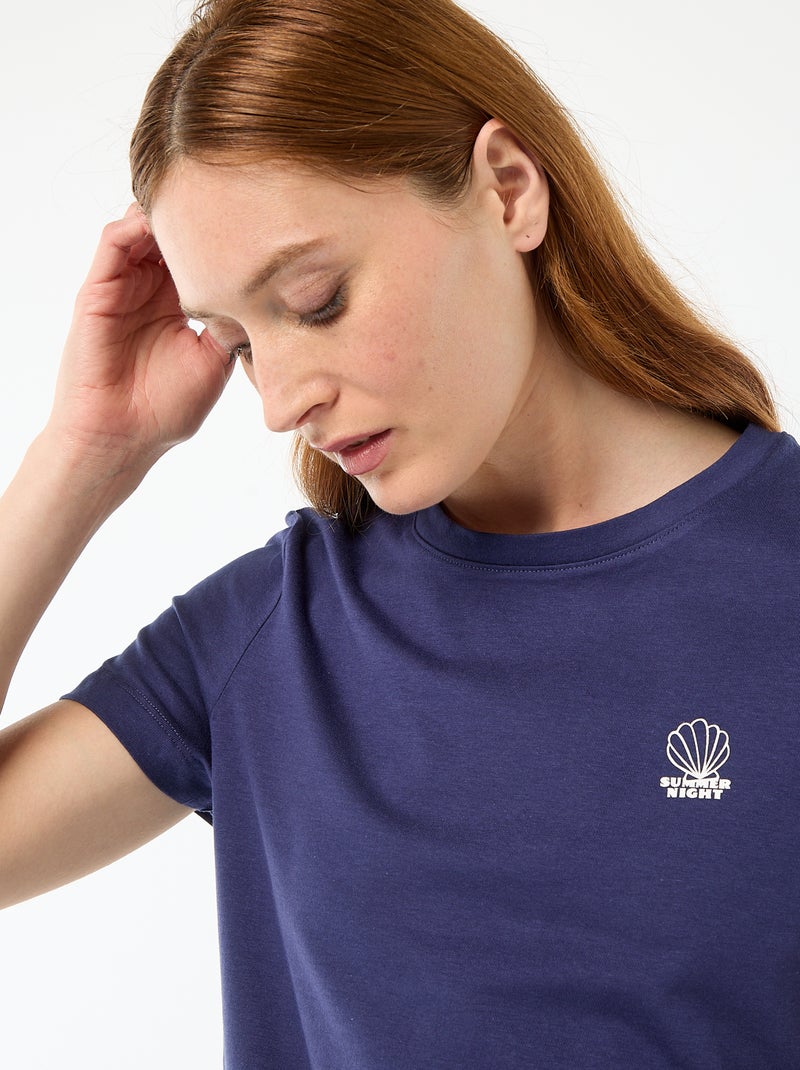 Completo pigiama top + shorts leggero a righe all-over Blu - Kiabi
