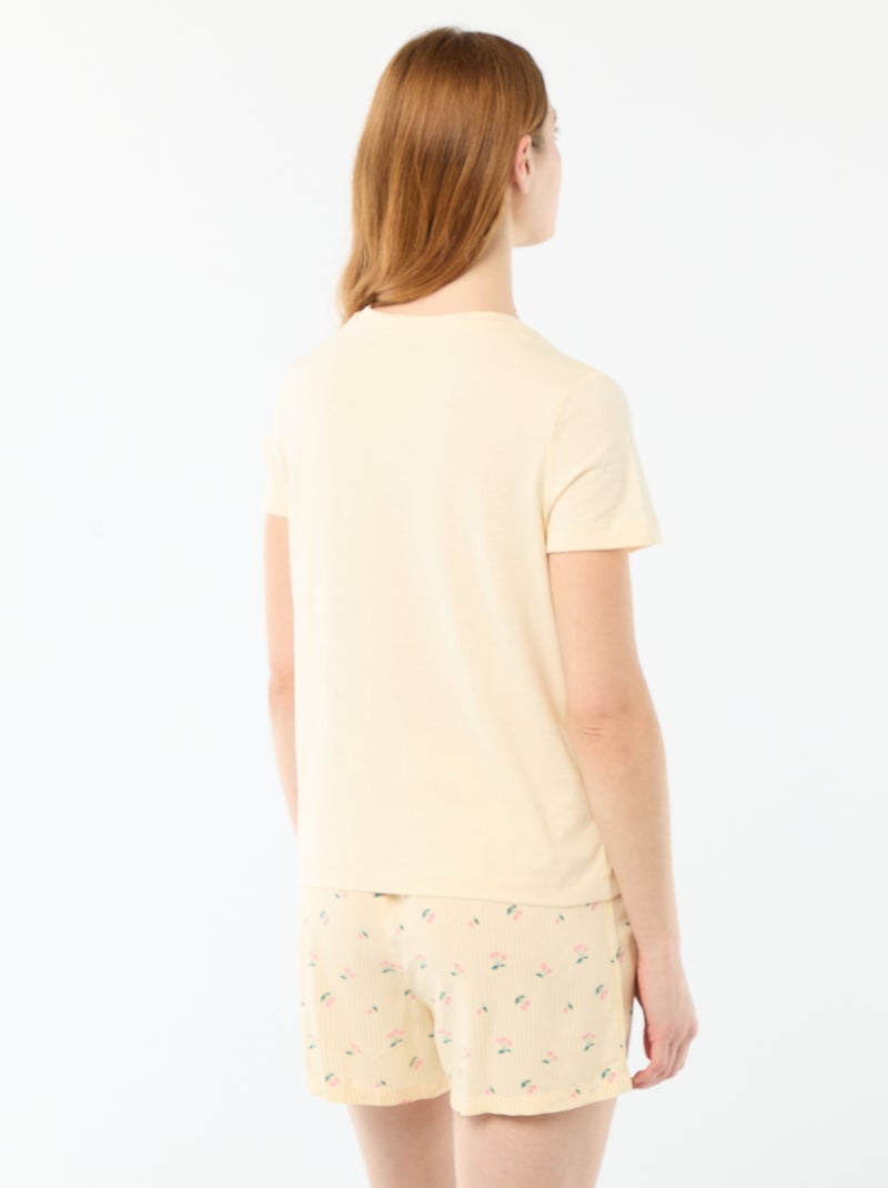 Completo pigiama top + shorts leggero a righe all-over Giallo - Kiabi