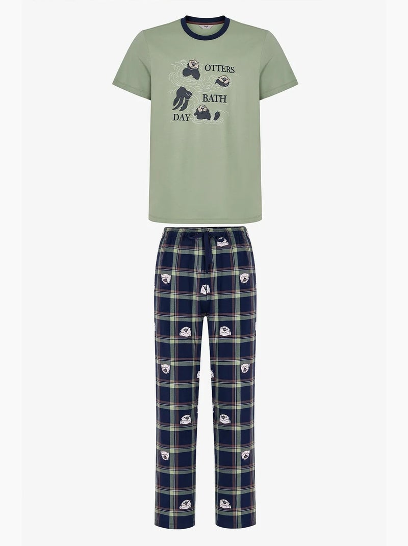 Completo pigiama uomo other bath con pantaloni penti Verde menta - Kiabi